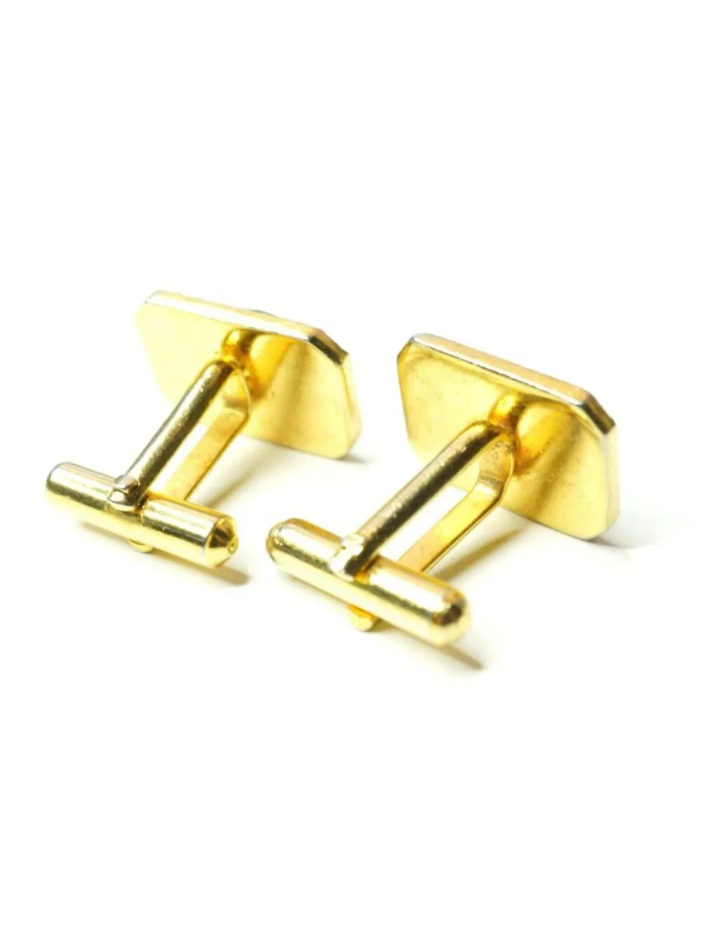 Vintage Mid Century Gold Tone Green Cabochon Cufflinks Tie Bar Set